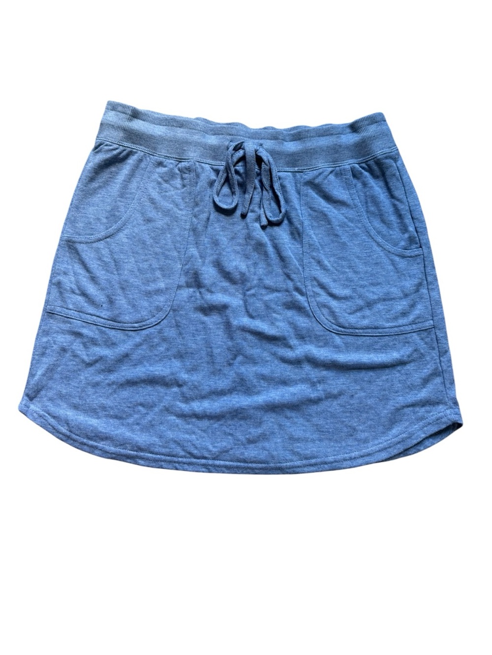 Balance Collection Heathered Blue Drawstring Pocket Mini Skirt M